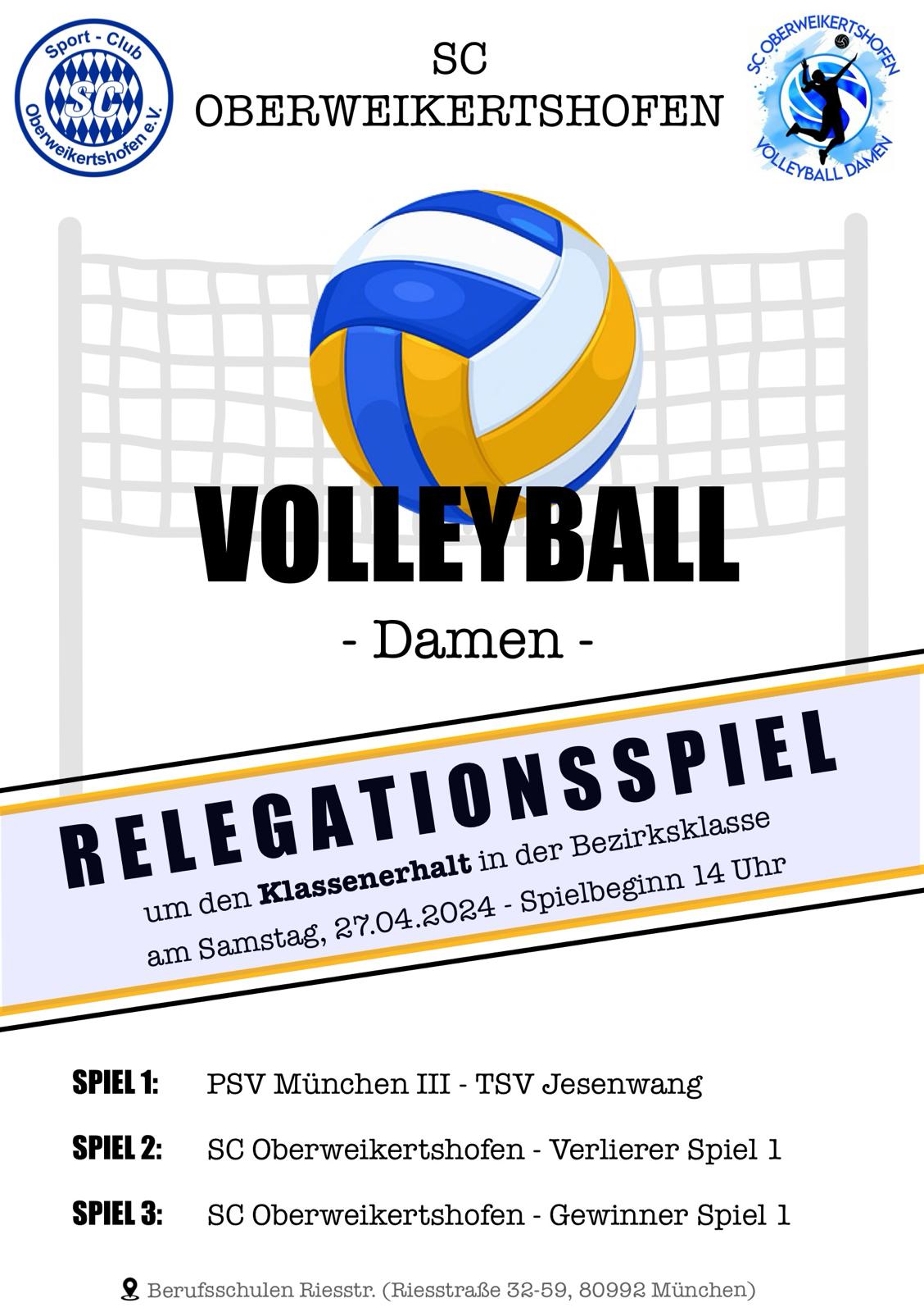 Volleyball Damen Relegationsspiel am 27.04.2024 SC Oberweikertshofen
